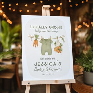 Locally Grown Baby Shower Welcome Sign | Farmer&#39;s Market Baby Shower Editable Sign | Homegrown Baby Shower Instant Download 256