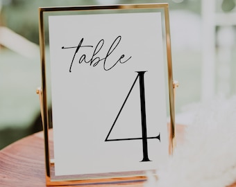 Minimalist Wedding Table Numbers | Modern Wedding Table Number | Editable Table Number Template | Simple Table Numbers | 707