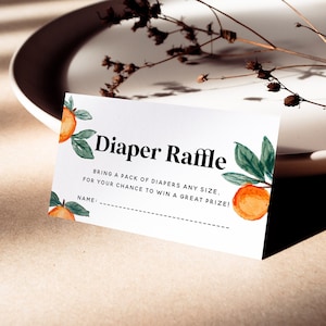 NORA Little Cutie Luier loterijkaarten Cutie onderweg Clementine Babyshower Genderneutrale luiers voor baby Afdrukbare Instant Download