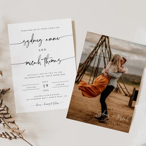 Modern Wedding Invitation Template, Editable Minimalist Wedding Invite, Modern Wedding Invite, Photo Wedding Invite, 707