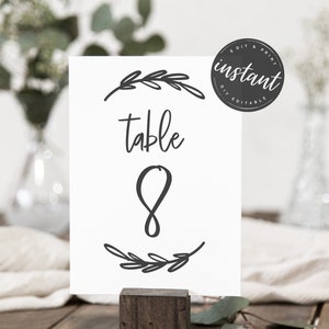 Printable Table Signs Table Sign Template Table Number Sign - Etsy