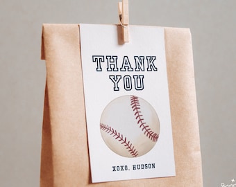 Baseball Party Favor Tag Modern Baseball Thank You Tag Boy Birthday Party Any Age Digital Editable Canva Template Boho