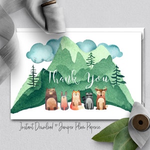 Woodland Dankeskarte, Babyparty Dankeskarte, Dankeskarten, Dankeskarte, Waldtiere Danke, Babyparty Danke, 69