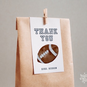 Football Birthday Favor Tag, Thank You Tag Football Party Decorations, Editable Template, INSTANT DOWNLOAD