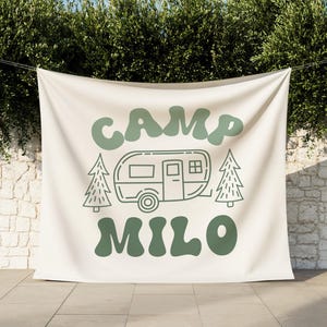One Happy Camper Banner Backdrop Template, Boy First Birthday Happy Camper Banner, Editable  Camping 1st Birthday Decor ANY AGE 248