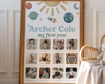 Decorazioni per il primo viaggio intorno al Sole, bacheca fotografica dedicata allo spazio, poster fotografico per le tappe fondamentali, statistiche del primo compleanno, tappa fondamentale dei 12 mesi, compleanno nello spazio 260