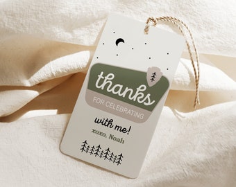 One Happy Camper Favor Tag Template National Park Birthday Decor Editable Digital Template INSTANT DOWNLOAD 208