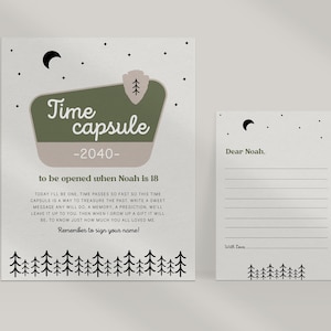 One Happy Camper Time Capsule Template National Park Birthday Decor Editable Digital Template INSTANT DOWNLOAD 208