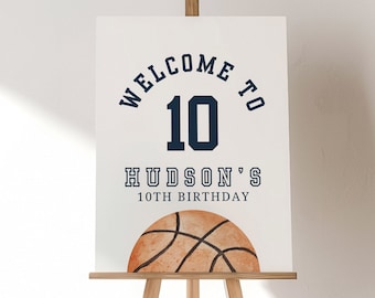 Basketball Birthday Welcome Sign, Basketball Party Decorations, Editable Template, INSTANT DOWNLOAD