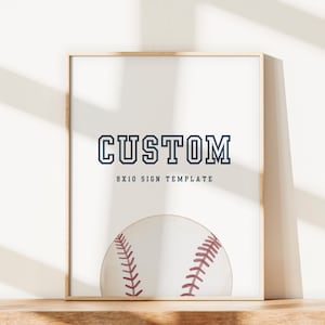 Plantilla de letrero de fiesta de béisbol Plantilla de Canva editable digital moderna para fiesta de cumpleaños de niño de béisbol de cualquier edad