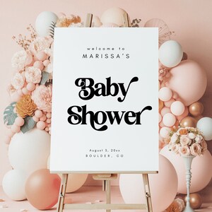 Modello di benvenuto minimalista per baby shower, cartello di benvenuto modificabile per baby shower, modello di benvenuto BOHO per baby shower, modello Canva, 707