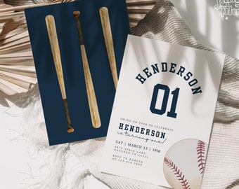 Baseball Party Invitation Template Modern Baseball Boy Birthday Party Any Age Digital Editable Canva Template Boho