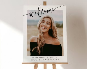 Minimalist Graduation WELCOME SIGN template, Graduation Party Welcome Template, Graduation Photo Welcome Sign Editable 707