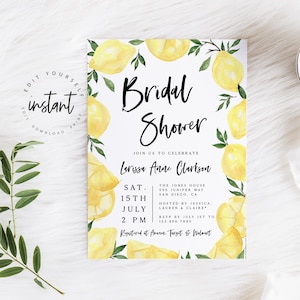 Lemon Bridal Shower Invitation | Editable Bridal Shower or Engagement Template | Lemon or Citrus Theme | Wedding | Instant Download 129