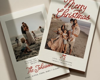 Mall för julkort med fotorosé, julkort med båge, boho-julkort, minimalistiskt julkort, god jul, redigerbar mall