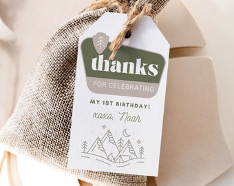 Happy Camper Favor Tag Editable Canva Template, Thank You Tag, Boy Birthday, Happy Camper Decor, Instant Download 208