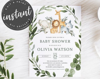 etsy safari baby shower invitations
