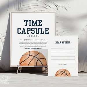 Basketball-Geburtstag-Zeitkapsel, BasketballPartydekorationen, bearbeitbare Vorlage, INSTANT-DOWNLOAD