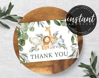 Jungle Animal thank you card, Baby Shower thank you card, thank you cards, thank you, safari thank you, baby shower thank you, AS-42