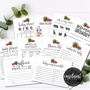 Winter Baby Shower Games Bundle, Winter Baby Shower Games, Red Truck Baby Shower Game, Printable, Shower games, instant, 73