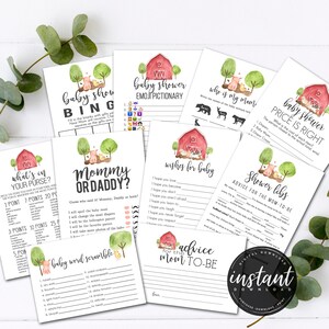 FARM ANIMAL Shower Games Bundle, Baby Animal Baby Shower Games, Instant Download Baby Shower Game, Printable, Shower games, instant, AG-55