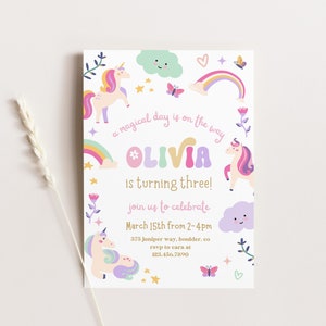 Editable Unicorn Birthday Invitation Magical Pastel Rainbow Unicorn Birthday Party Whimsical Fairytale Unicorn Party Instant Download