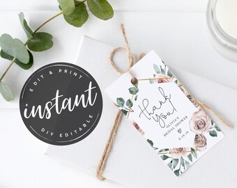 Pink Flowers Name s Template Summer Wedding Watercolor Floral Gift s Printable Botanical Favor s Editable Digital Download 1w152 Invitations Announcements Paper Party Supplies