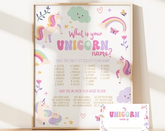 What is Your Unicorn Name Game Unicorn Birthday Game Party Activity Instant Download