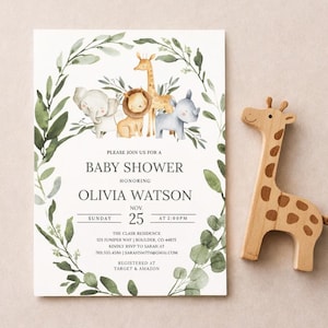 Baby Shower Invitation, JUNGLE Baby Shower Invitation, Safari Baby Shower, Boy Baby Shower, editable invitation template Instant 42