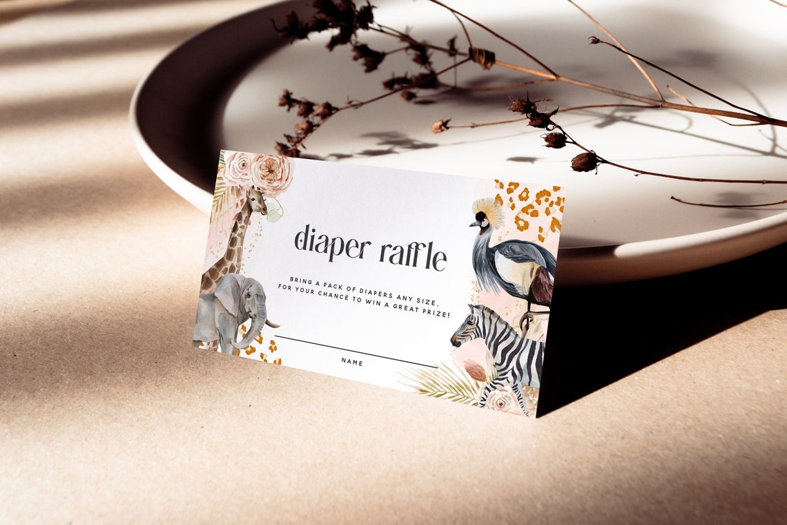 Editable Safari Diaper Raffle Template Diaper Raffle Insert - Etsy