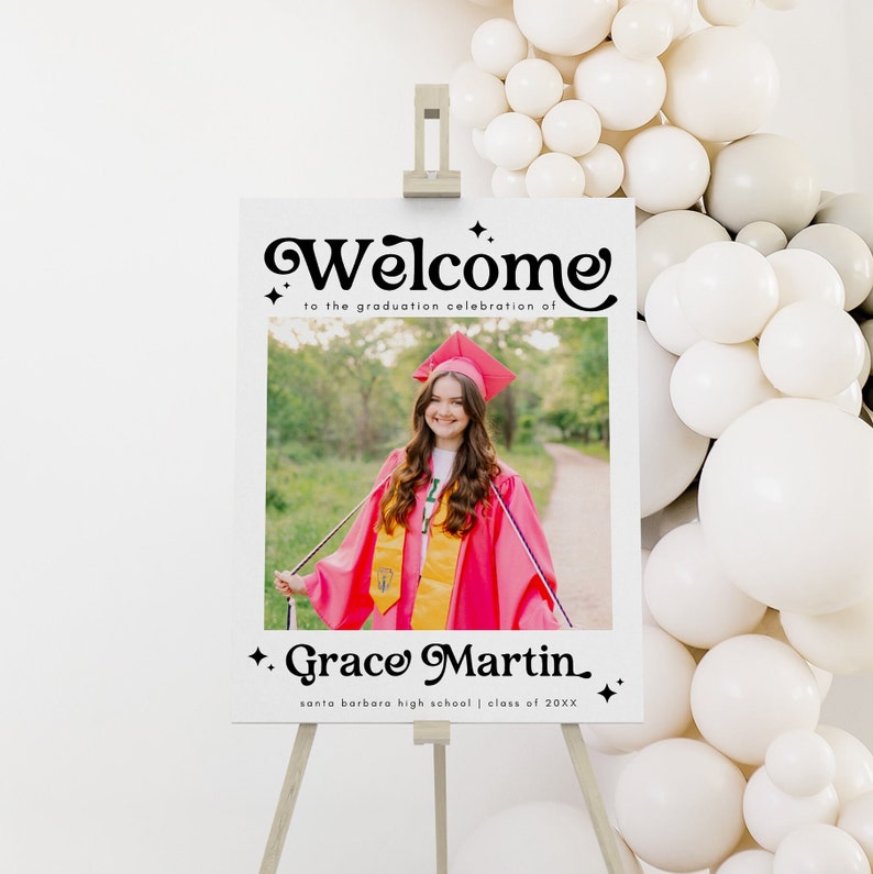 Boho Graduation Announcement, Minimalist Graduation Party Invitation Template, She Did It Graduation Party Invite, Photo Graduation 707 image 9