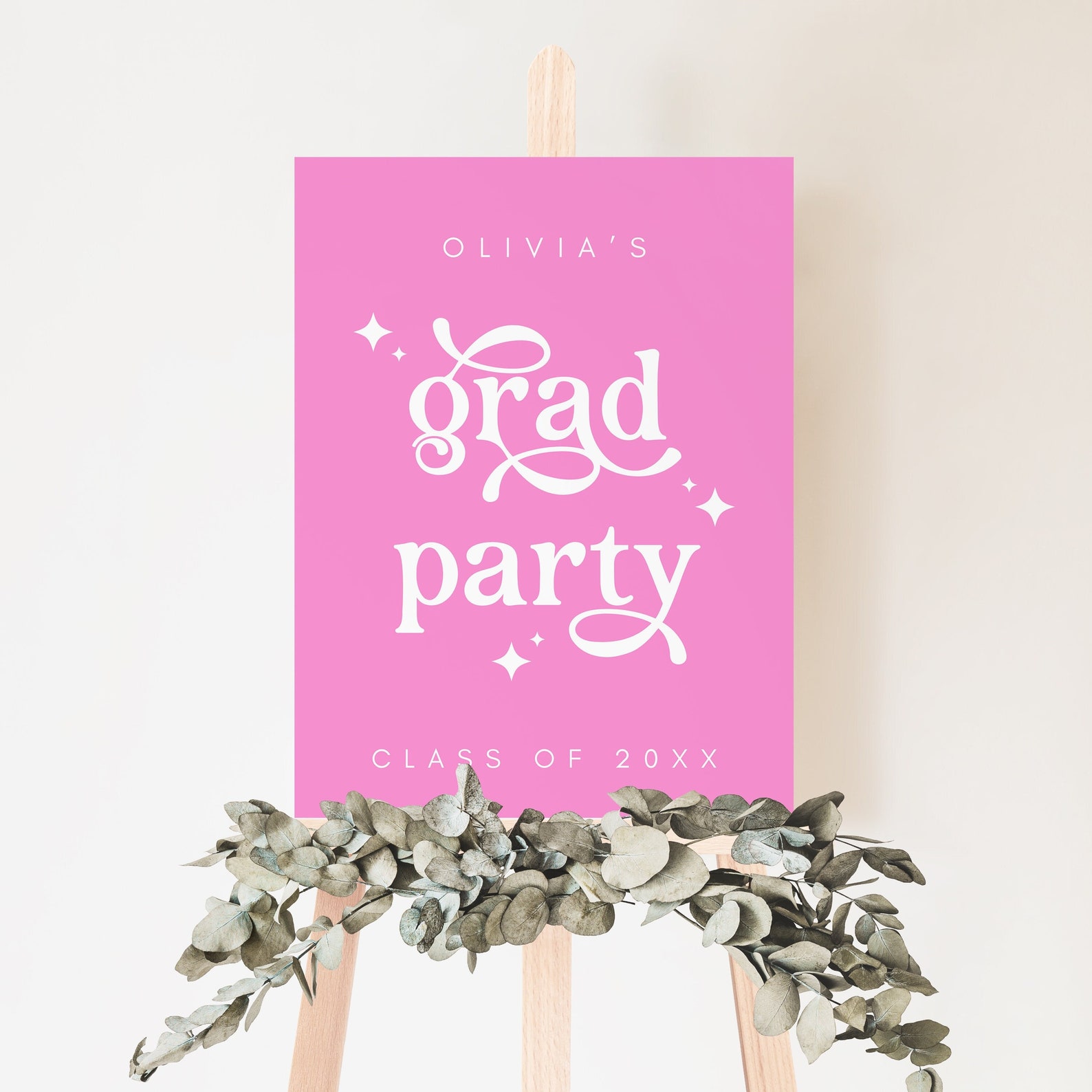 Graduationa Signs Pink Hot Pink Graduation Welcome Sign Template, BOHO Graduation Party ...