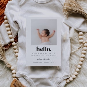 Birth Announcement Template Photo Birth Announcement Card Newborn Birth Announcement Modern Minimalist Instant Download 707 image 3
