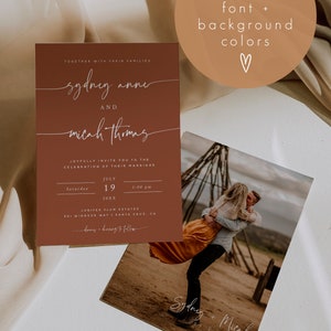 Modern Wedding Invitation Template, Editable Minimalist Wedding Invite, Modern Wedding Invite, Photo Wedding Invite, 707 image 3