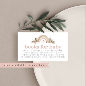 Rainbow Pumpkin Book Request Card, Rainbow Books for Baby invoegen Boho Baby bewerkbare insteekkaart Bring a Book instant downloadsjabloon 80P