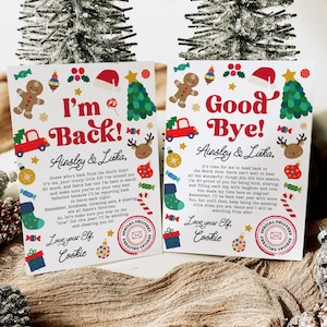 Carta de llegada de elfo, Carta de regreso de elfo, Carta de Navidad de regreso de elfo, Carta de despedida de elfo, Plantilla de Canva, Elfo Hola, Elfo Adiós, Despedida