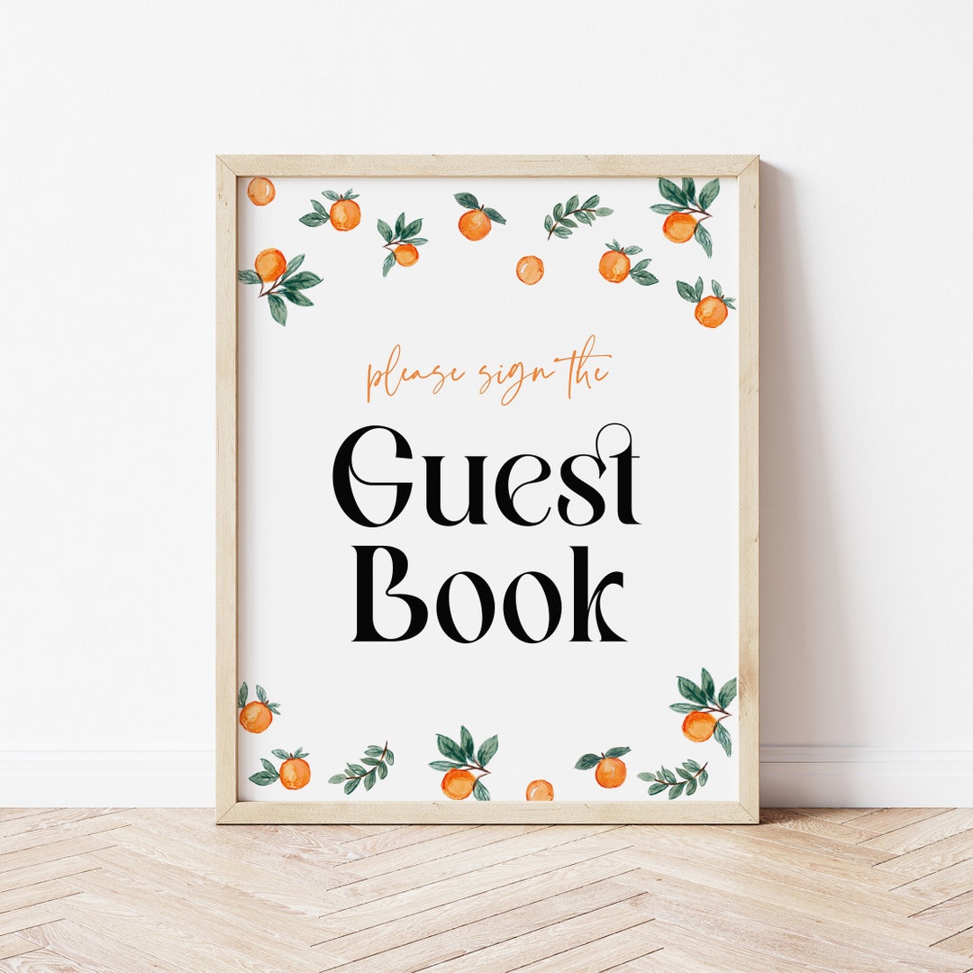 Little Cutie Guest Book Sign, A Little Cutie Baby Shower Sign, Oranges ...