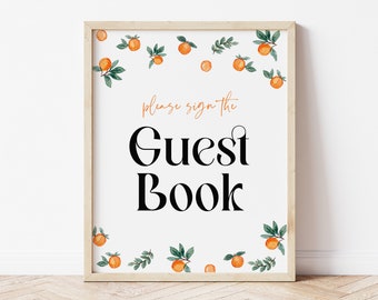 Little Cutie Guest Book Sign, A Little Cutie Baby Shower Sign, Oranges Sign, Cutie Baby Shower Sign, Instant Download NORA