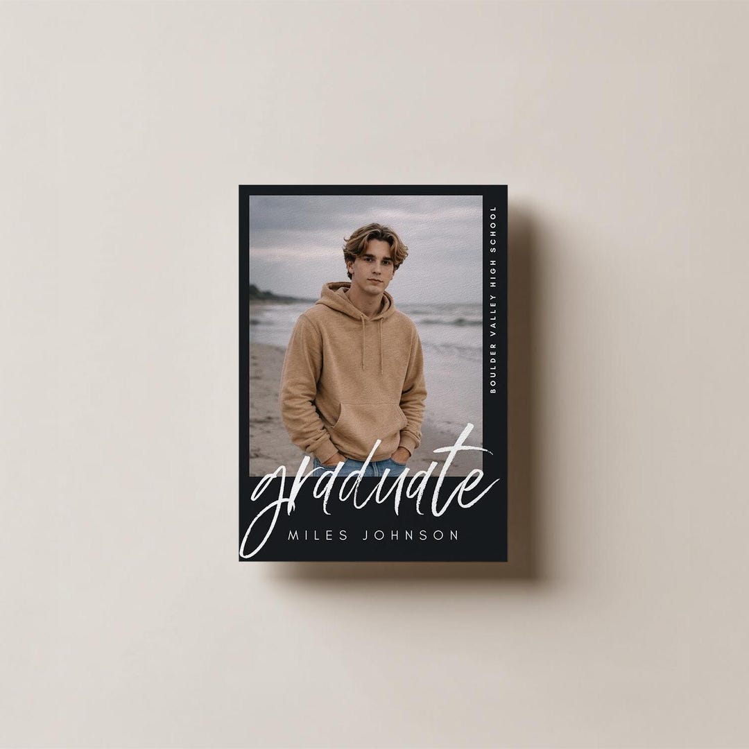 Senior Boy Graduation Invitation Template, Modern Photo Grad ...