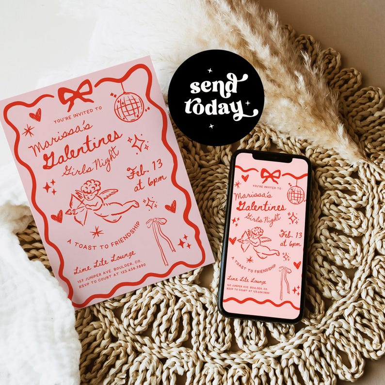 Galentine's Invite Valentine's Day Party Girls Night, Galentine's ...