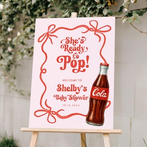 Panneau de bienvenue prêt à éclater pour baby shower, soda baby shower de bienvenue, tendance baby shower 2025, modèle numérique Canva 275