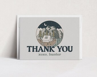 One Happy Camper Thank You Card Tempalte One Happy Camper Boy Birthday 1st Birthday Editable Digital Template INSTANT DOWNLOAD 209