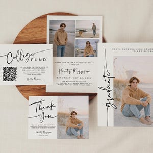 Modern Photo Graduation Invitation Template, Editable Color Grad Party Invite, Senior Boy Graduation Invite, Photo Grad Announcement G5 image 10