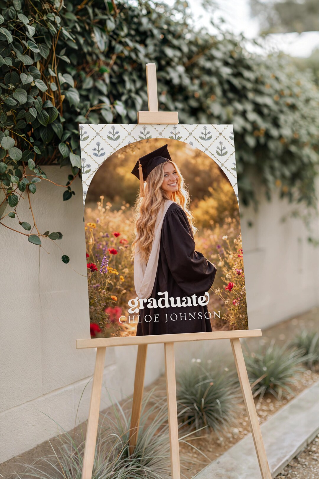 Grad Sign Templates Graduation Photo Sign Template | Arch Senior Portrait Poster | Editable ...