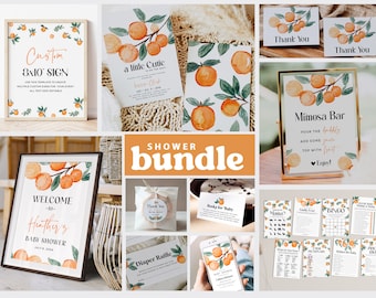A Little Cutie is on the Way Baby Shower Bundle, Editable Gender Neutral Baby Shower Package, Clementine Set, Editable Instant Download NORA