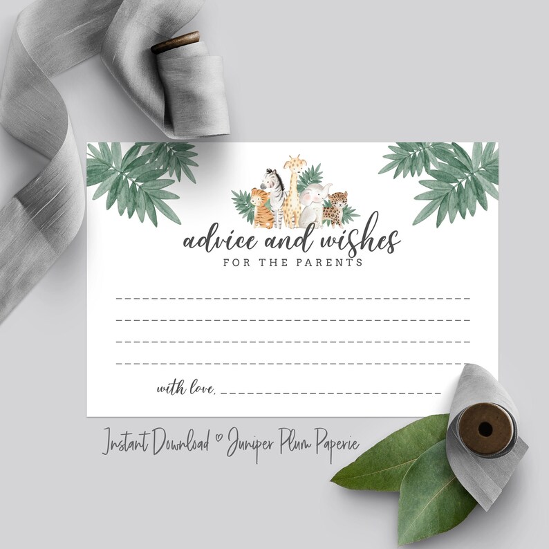 Editable Advice Card Baby Shower Game Advice Card Safari Etsy
