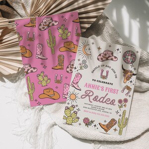 Editable My First Rodeo Invitation Boho Cowgirl Birthday Invite Wild ...