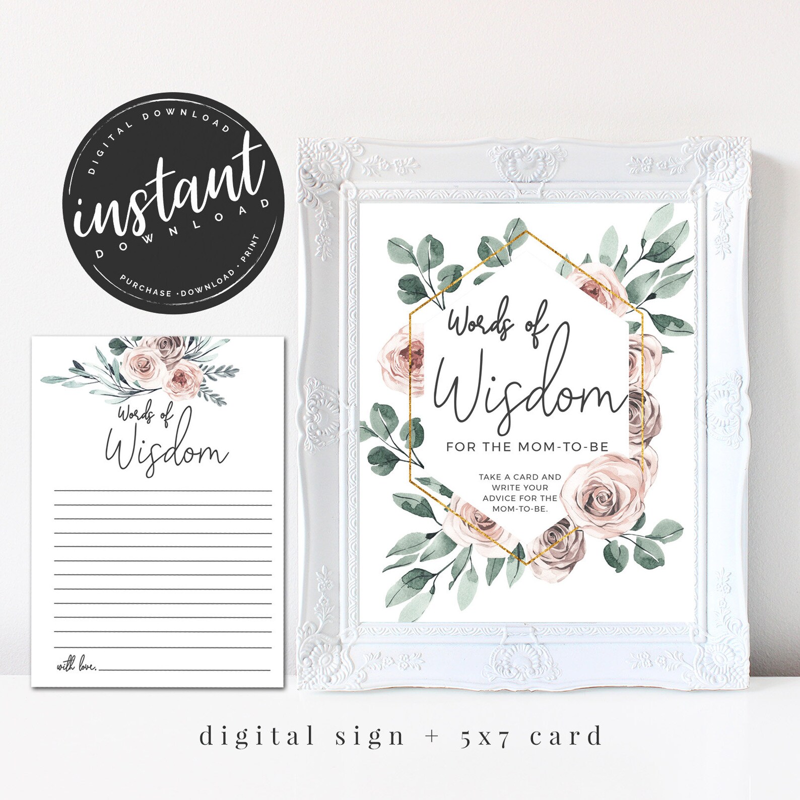 Advice for Mom-to-be Boho Rose Baby Shower Game Printable | Etsy
