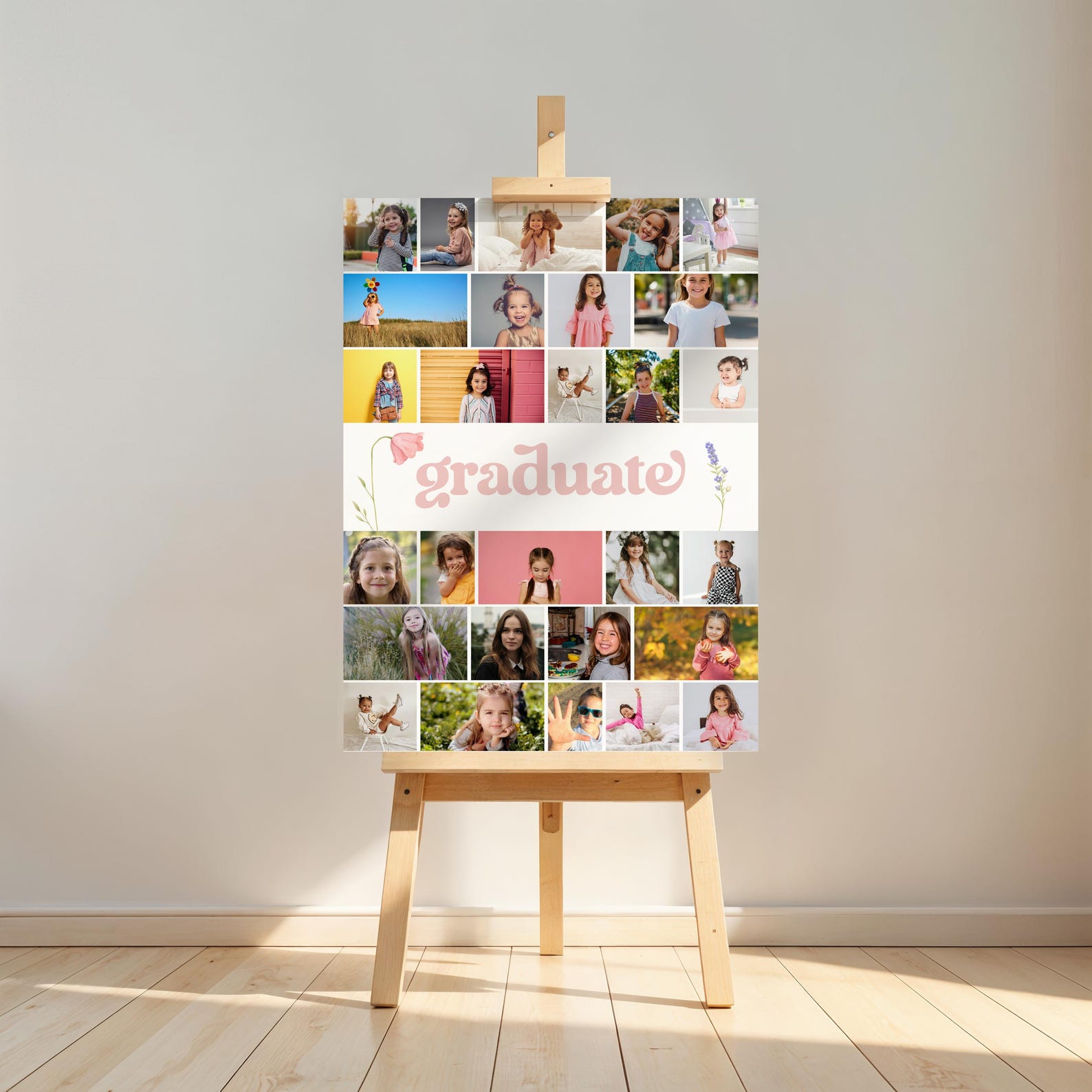 Grad Picture Collage Graduation Photo Collage Sign Template 18x24, Editable Grad Memory ...