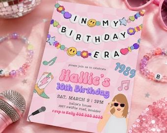 Girl Era Birthday Invitation, Music Theme (Editable Template)